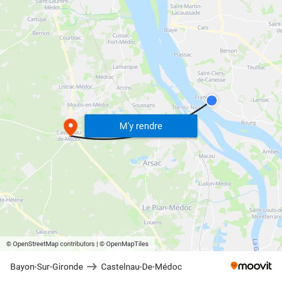 Bayon-Sur-Gironde to Castelnau-De-Médoc map