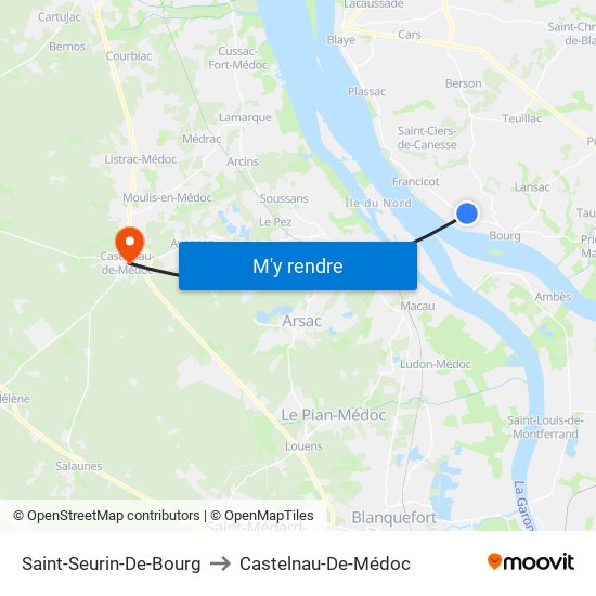 Saint-Seurin-De-Bourg to Castelnau-De-Médoc map