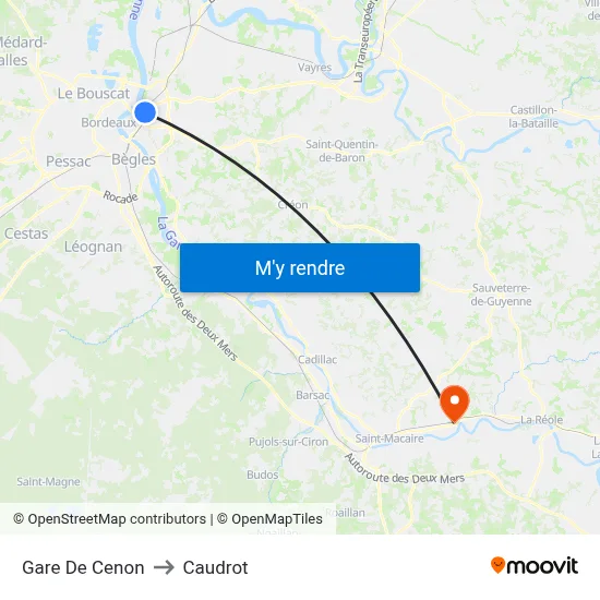 Gare De Cenon to Caudrot map