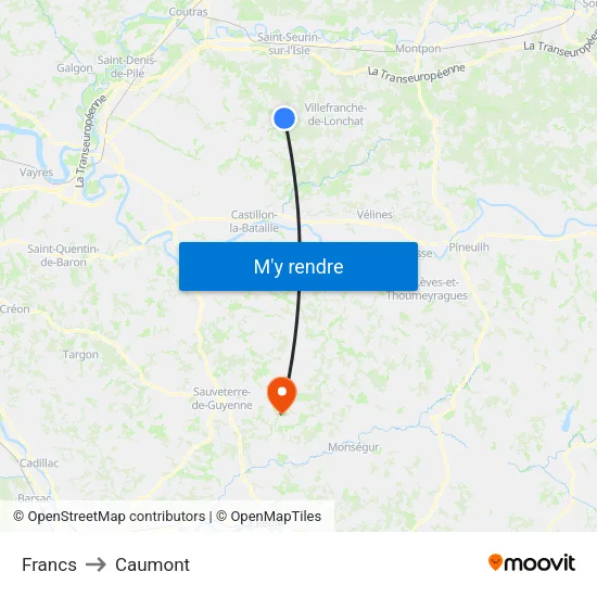 Francs to Caumont map