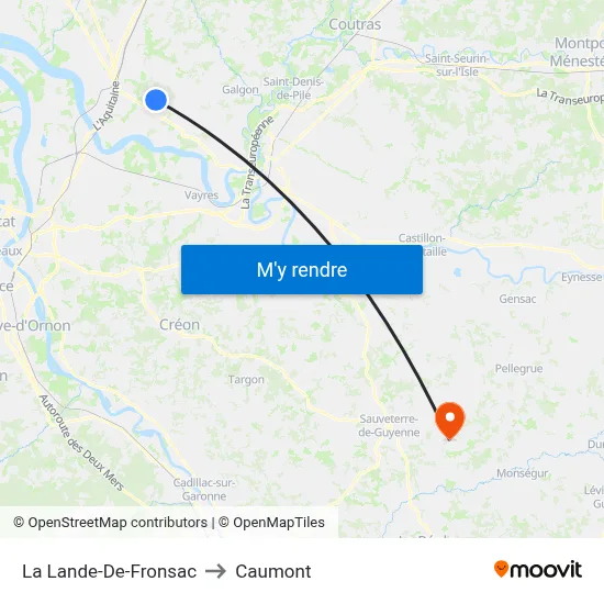 La Lande-De-Fronsac to Caumont map