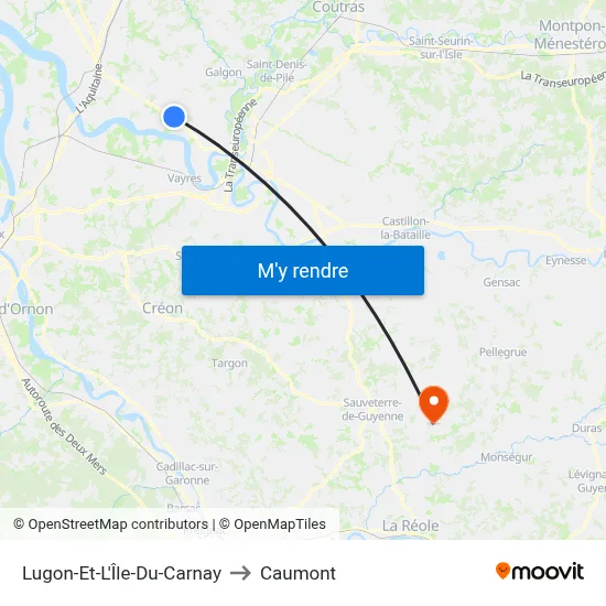 Lugon-Et-L'Île-Du-Carnay to Caumont map