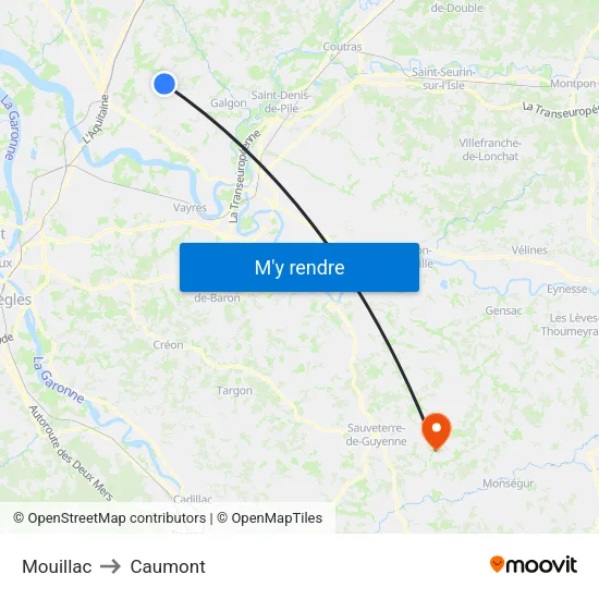 Mouillac to Caumont map