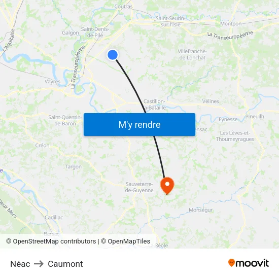 Néac to Caumont map