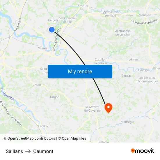 Saillans to Caumont map