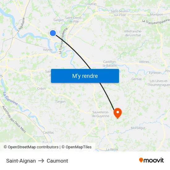 Saint-Aignan to Caumont map