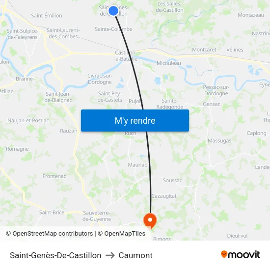 Saint-Genès-De-Castillon to Caumont map