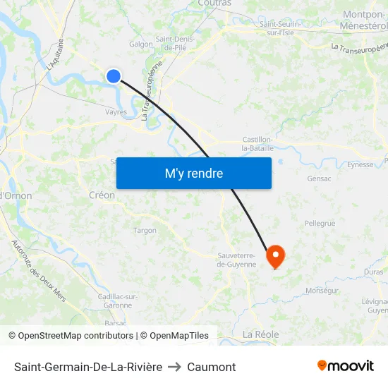 Saint-Germain-De-La-Rivière to Caumont map
