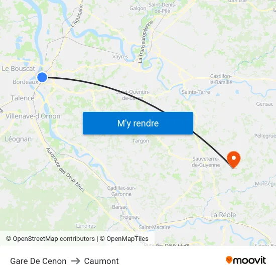 Gare De Cenon to Caumont map