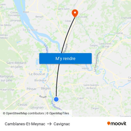 Camblanes-Et-Meynac to Cavignac map