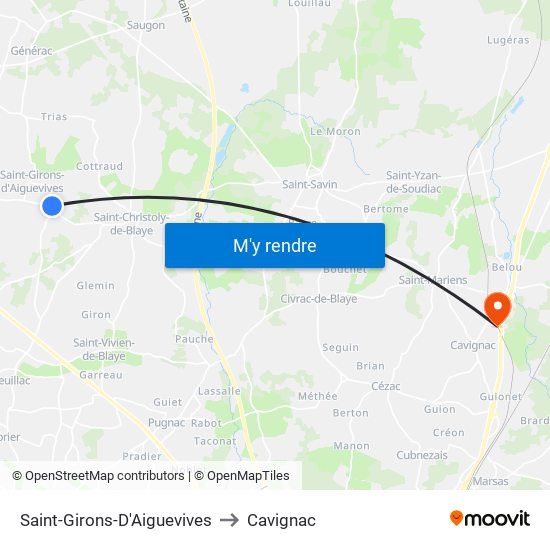 Saint-Girons-D'Aiguevives to Cavignac map