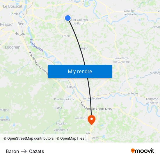 Baron to Cazats map