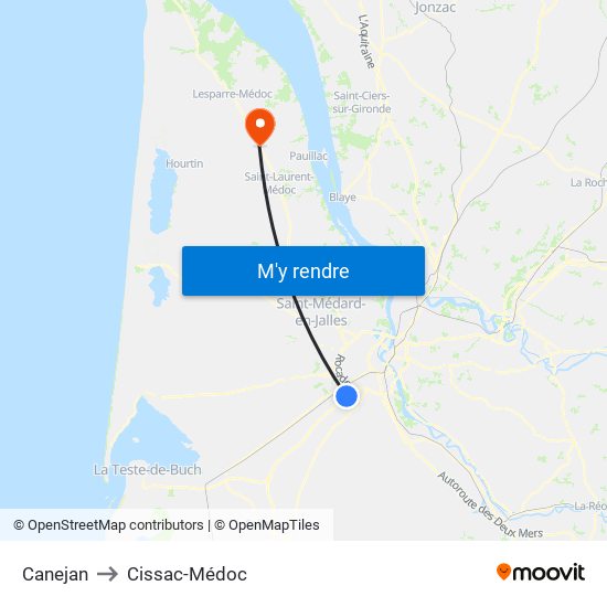 Canejan to Cissac-Médoc map