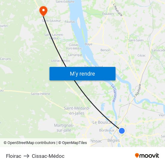 Floirac to Cissac-Médoc map