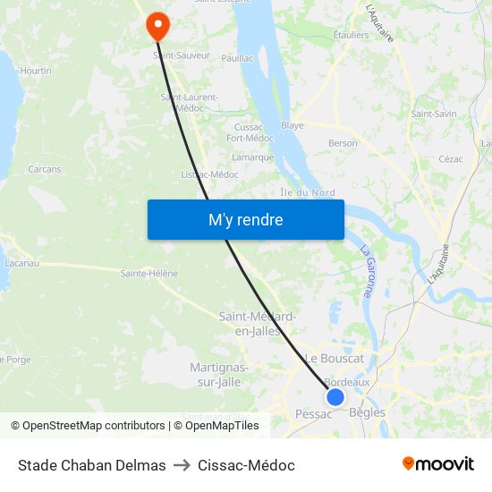 Stade Chaban Delmas to Cissac-Médoc map