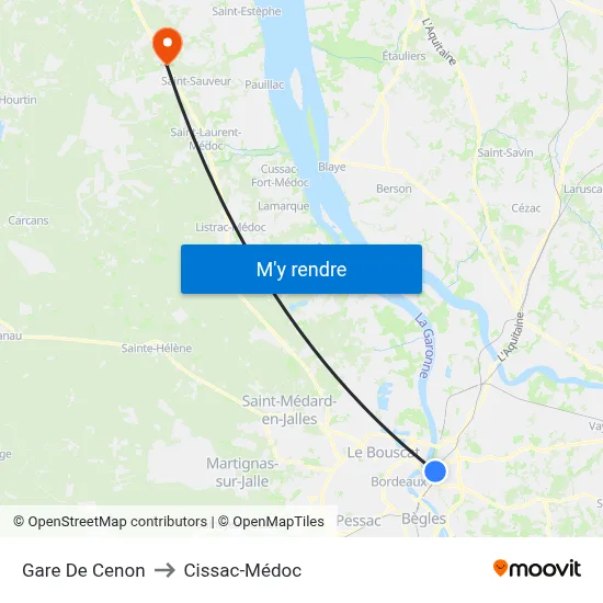 Gare De Cenon to Cissac-Médoc map