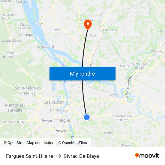 Fargues-Saint-Hilaire to Civrac-De-Blaye map