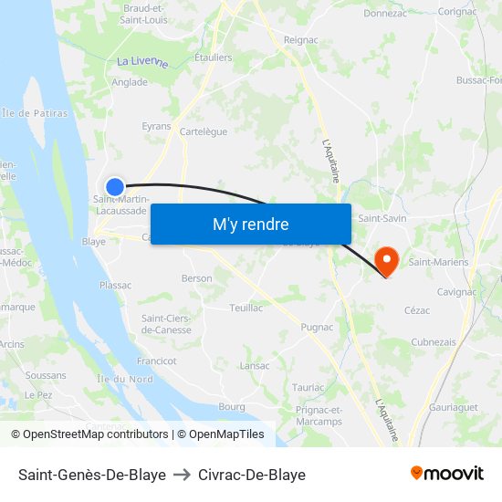 Saint-Genès-De-Blaye to Civrac-De-Blaye map