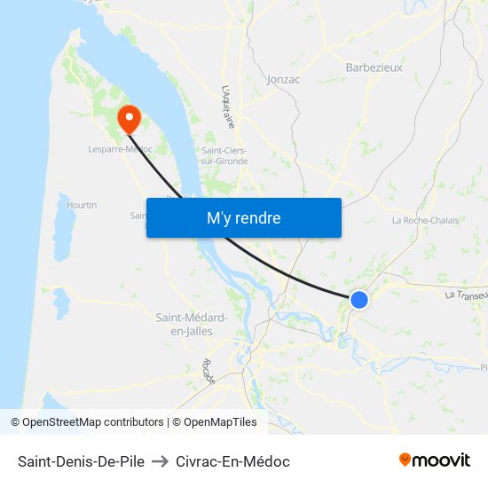 Saint-Denis-De-Pile to Civrac-En-Médoc map