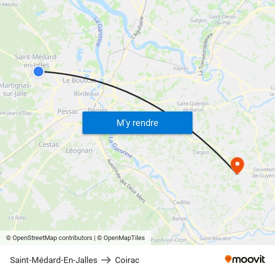Saint-Médard-En-Jalles to Coirac map