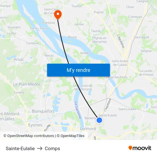Sainte-Eulalie to Comps map