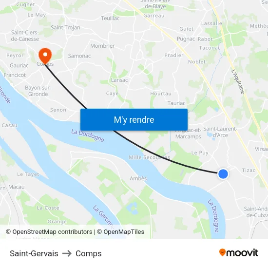 Saint-Gervais to Comps map