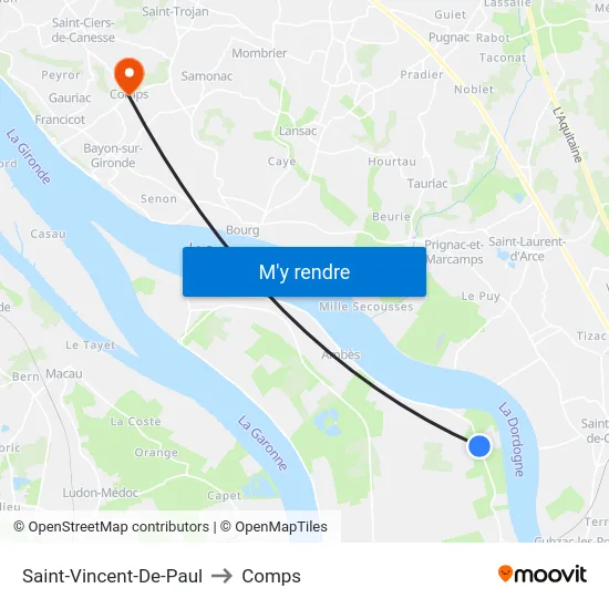 Saint-Vincent-De-Paul to Comps map