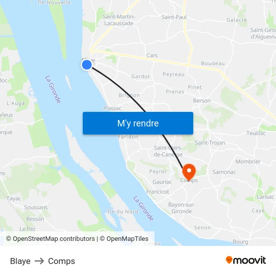 Blaye to Comps map