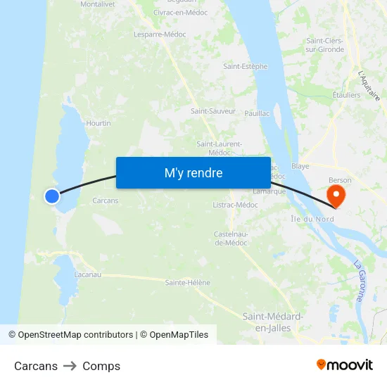 Carcans to Comps map