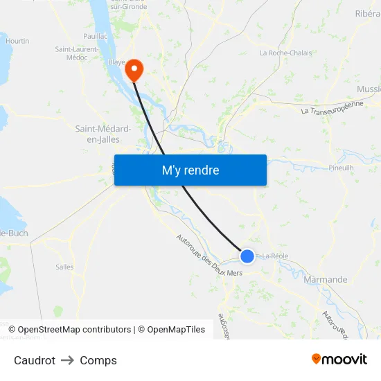 Caudrot to Comps map
