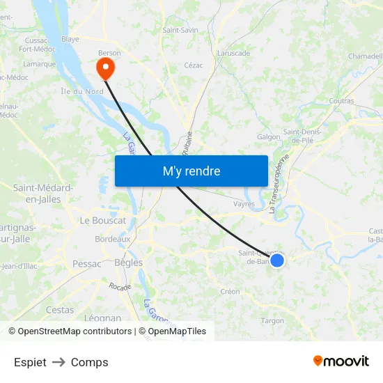 Espiet to Comps map