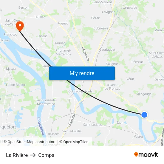 La Rivière to Comps map