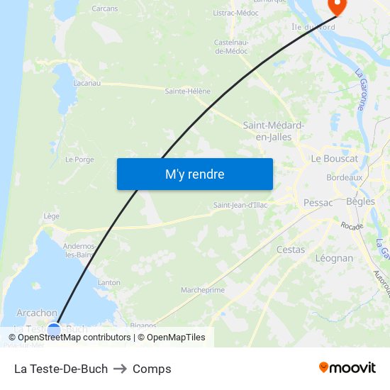 La Teste-De-Buch to Comps map