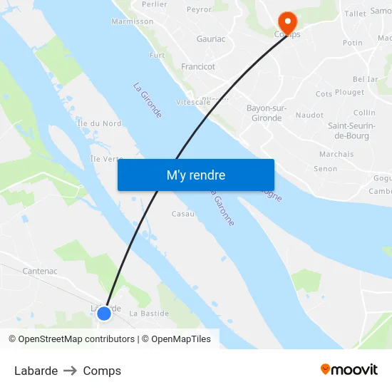 Labarde to Comps map