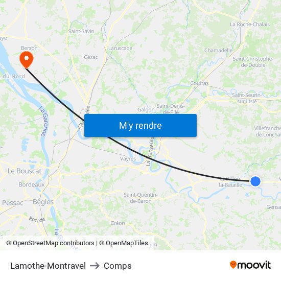 Lamothe-Montravel to Comps map