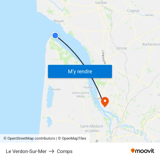 Le Verdon-Sur-Mer to Comps map