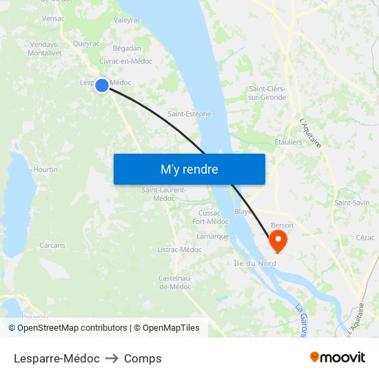 Lesparre-Médoc to Comps map
