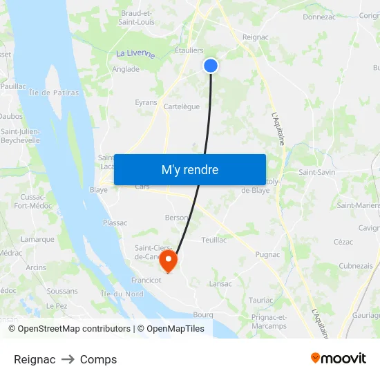 Reignac to Comps map