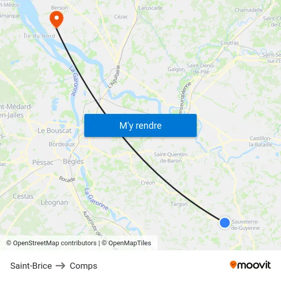 Saint-Brice to Comps map