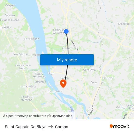 Saint-Caprais-De-Blaye to Comps map