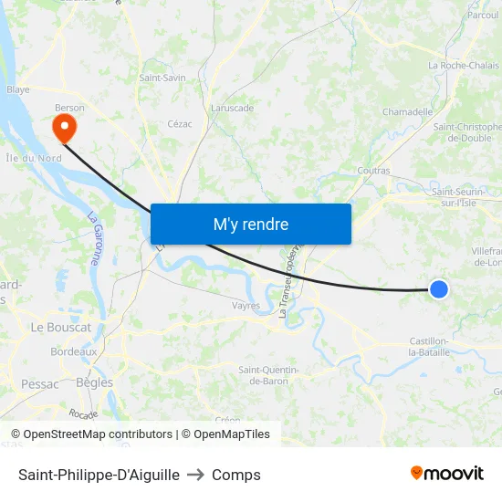 Saint-Philippe-D'Aiguille to Comps map