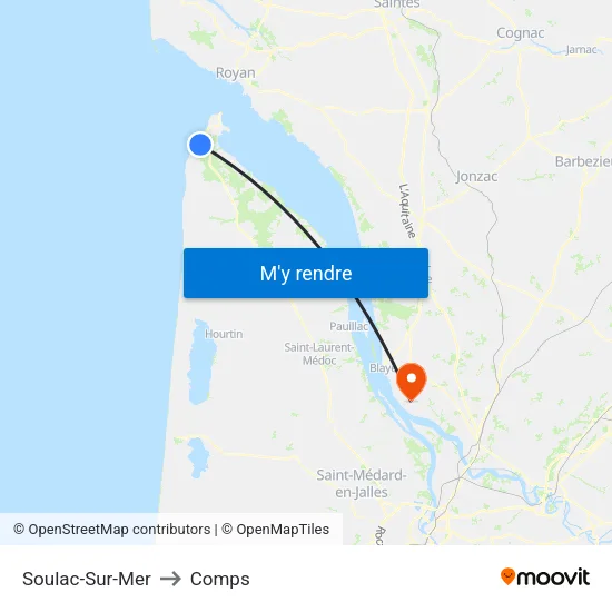 Soulac-Sur-Mer to Comps map