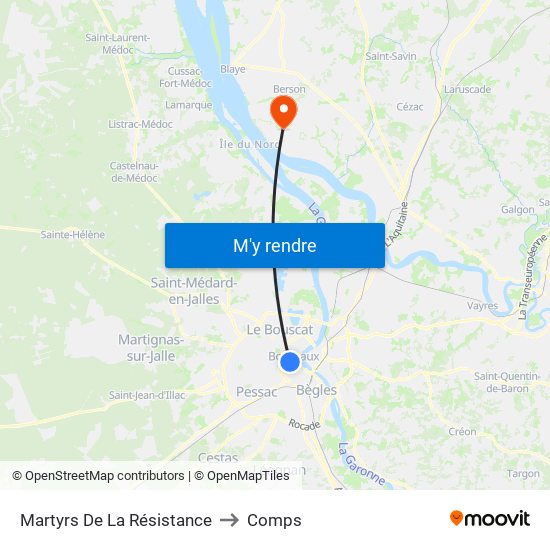 Martyrs De La Résistance to Comps map