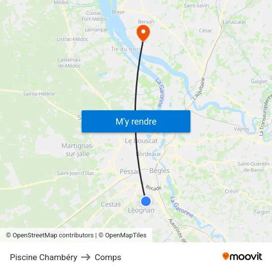 Piscine Chambéry to Comps map