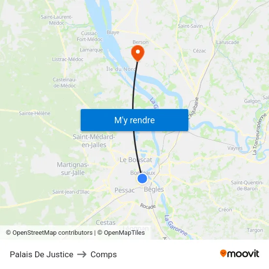 Palais De Justice to Comps map