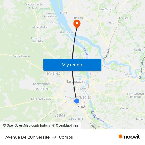 Avenue De L'Université to Comps map