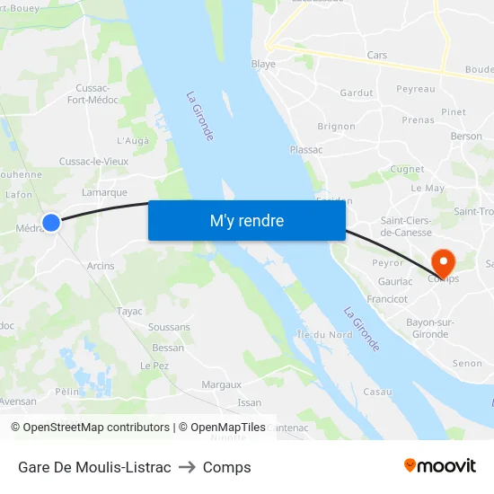 Gare De Moulis-Listrac to Comps map