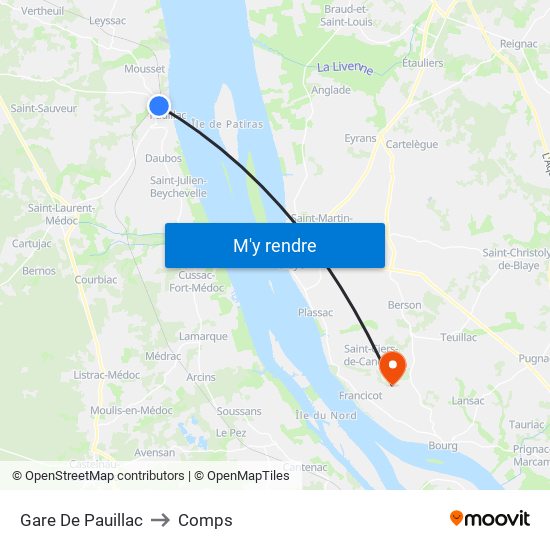 Gare De Pauillac to Comps map