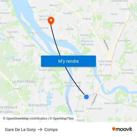 Gare De La Gorp to Comps map