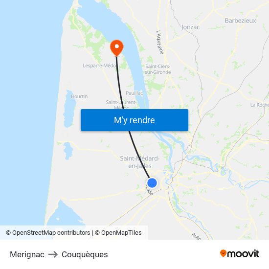 Merignac to Couquèques map